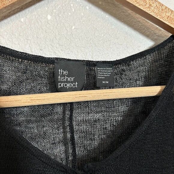 Eileen Fisher Project Duster Cardigan M Black Hemp Layering Sleeveless Lagenlook - Picture 6 of 8